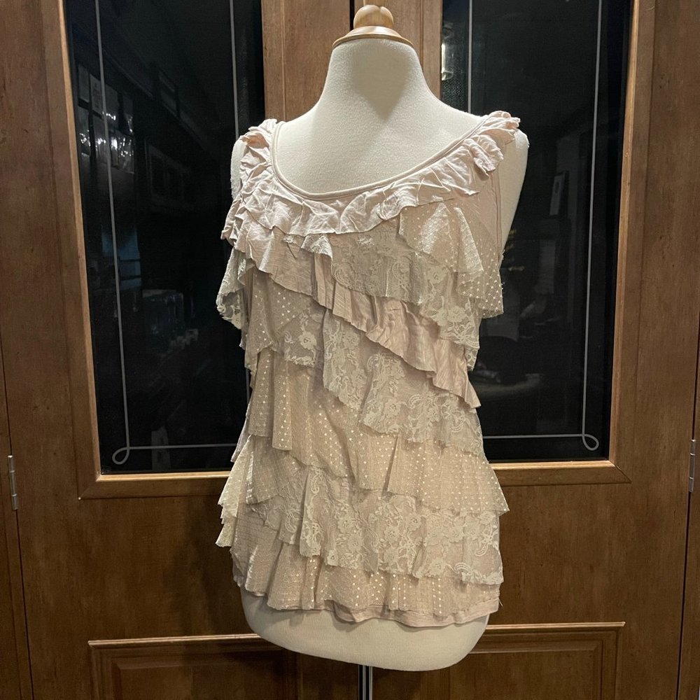 Lace/Sheer Ruffled Tank